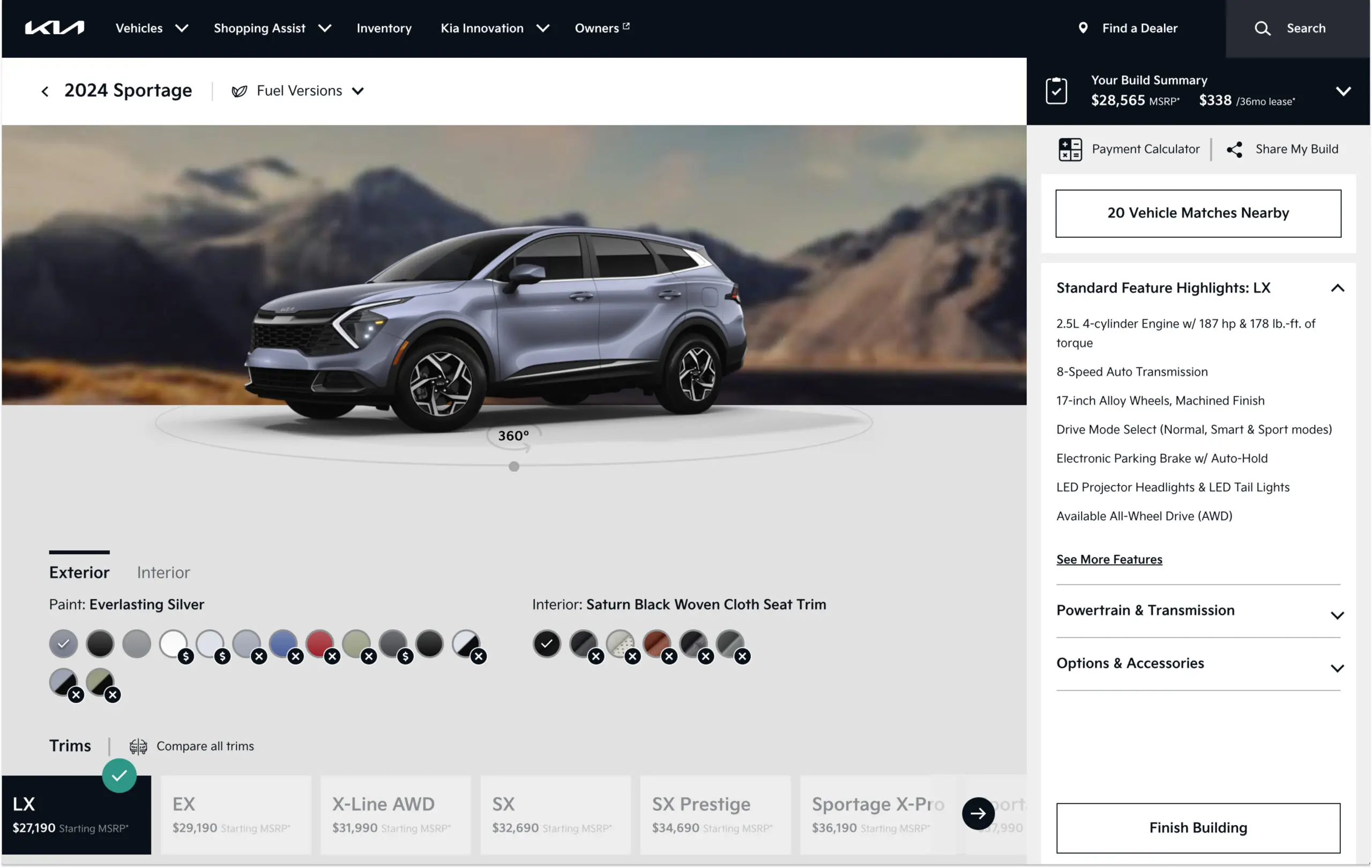 The original configurator, with X marks revealing conflicts after selection