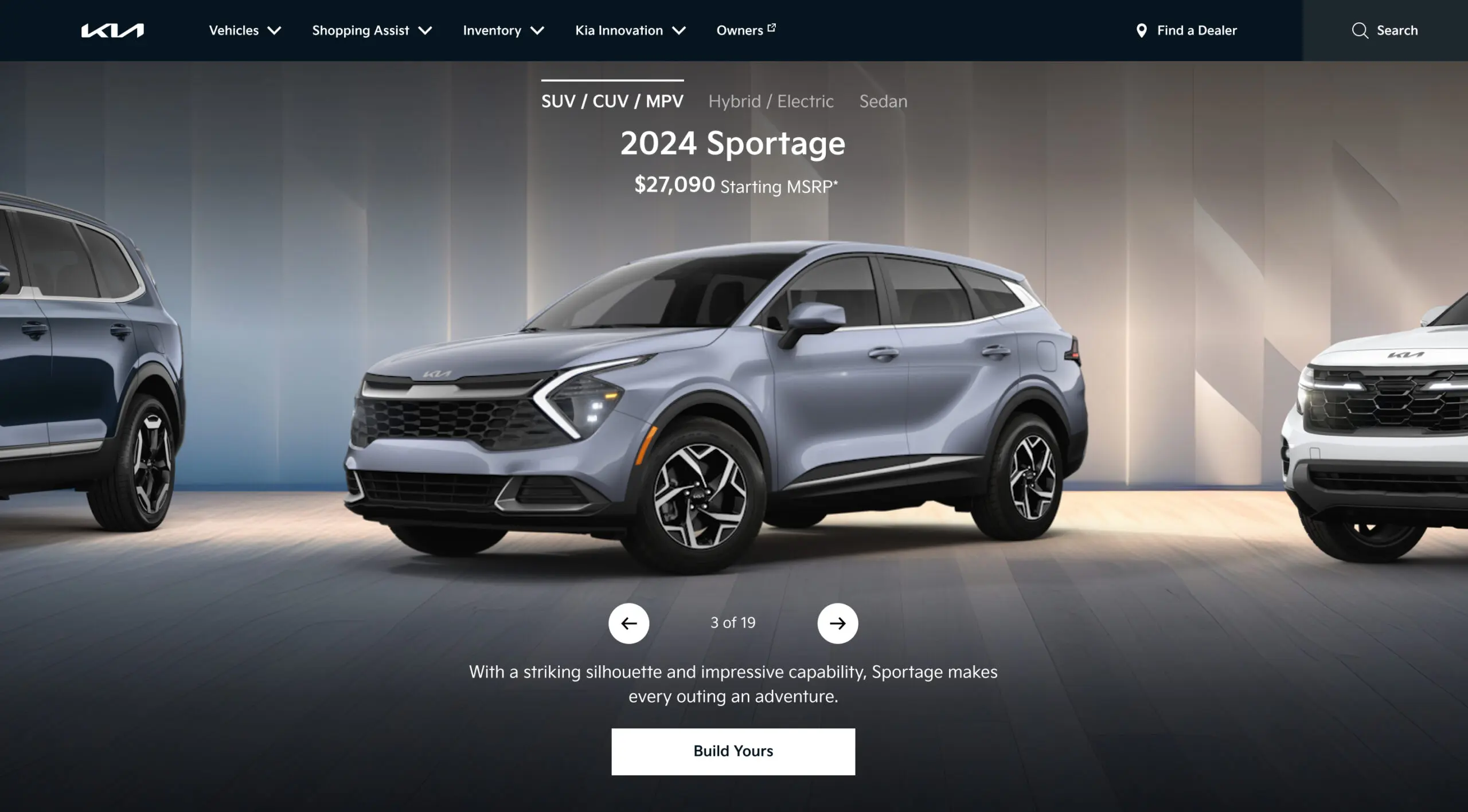 The redesigned Kia Build and Price configurator