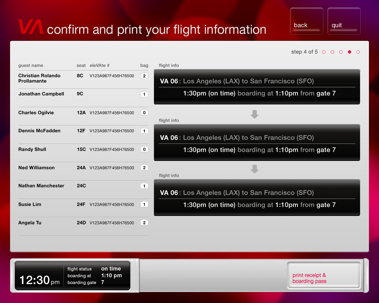 Kiosk boarding pass confirmation